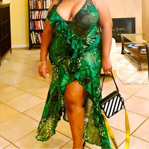 Green Versace inspired dress